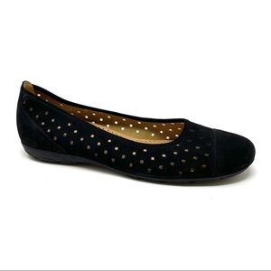 Gabor Hovercraft black Nubuck perforated ballet flats